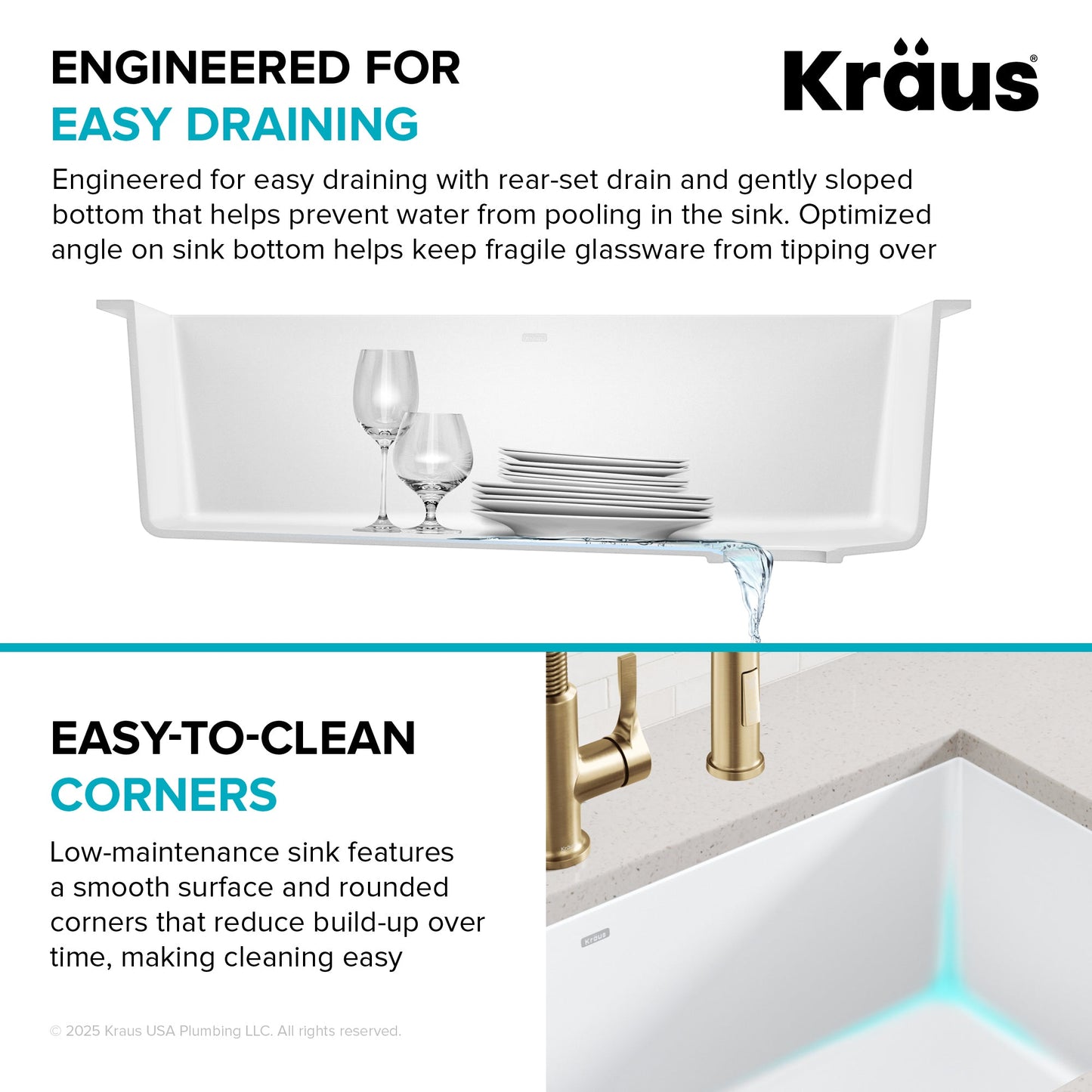KRAUS Forteza 32” Granite Undermount Single Bowl White Kitchen Sink - KGU-55WHITE