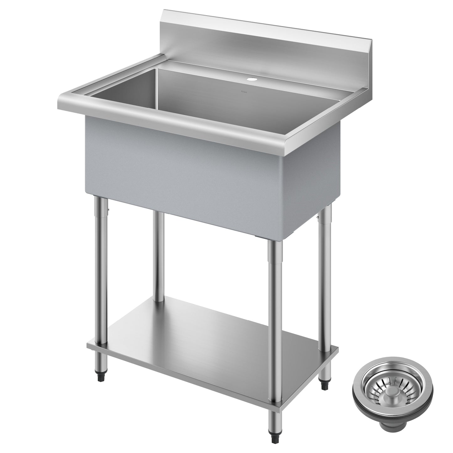 KRAUS Standart Pro 32” 18-Gauge Stainless Steel Single Bowl Commercial Style Laundry Utility Sink