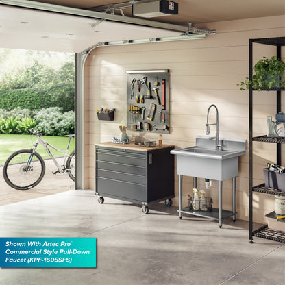 KRAUS Standart Pro 32” 18-Gauge Stainless Steel Single Bowl Commercial Style Laundry Utility Sink