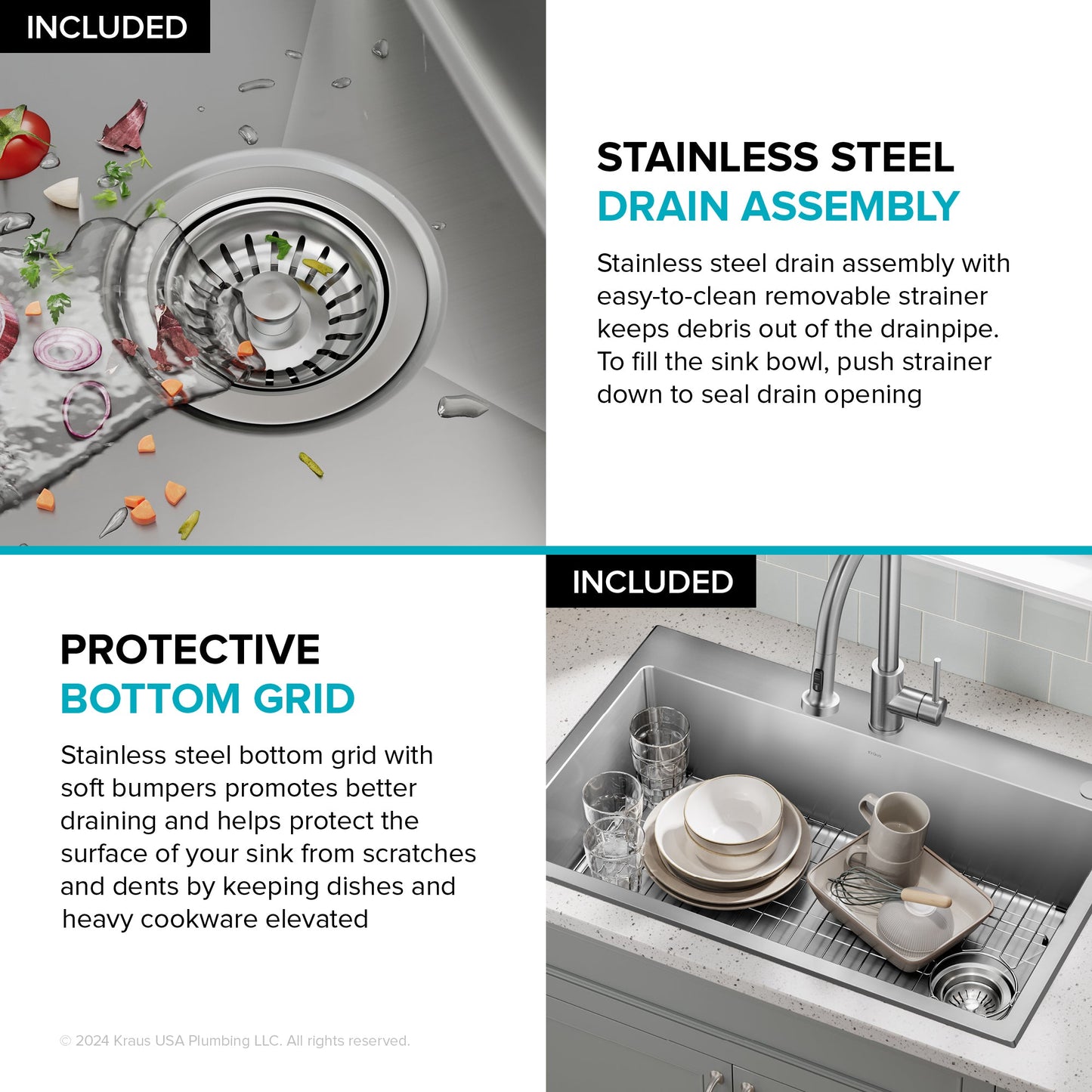 KRAUS 33” Topmount Single Bowl Stainless Steel Kitchen Sink - KHT640-33