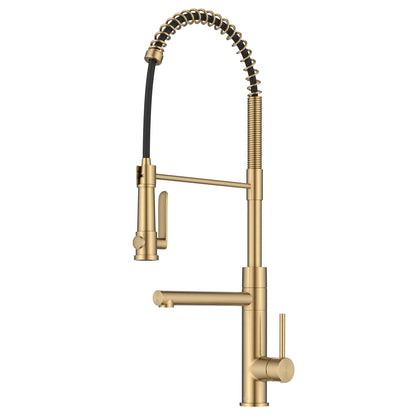 KRAUS Artec Pro 2-Function Single Handle Pull Down Kitchen Faucet in Brushed Brass - KPF-1605BB