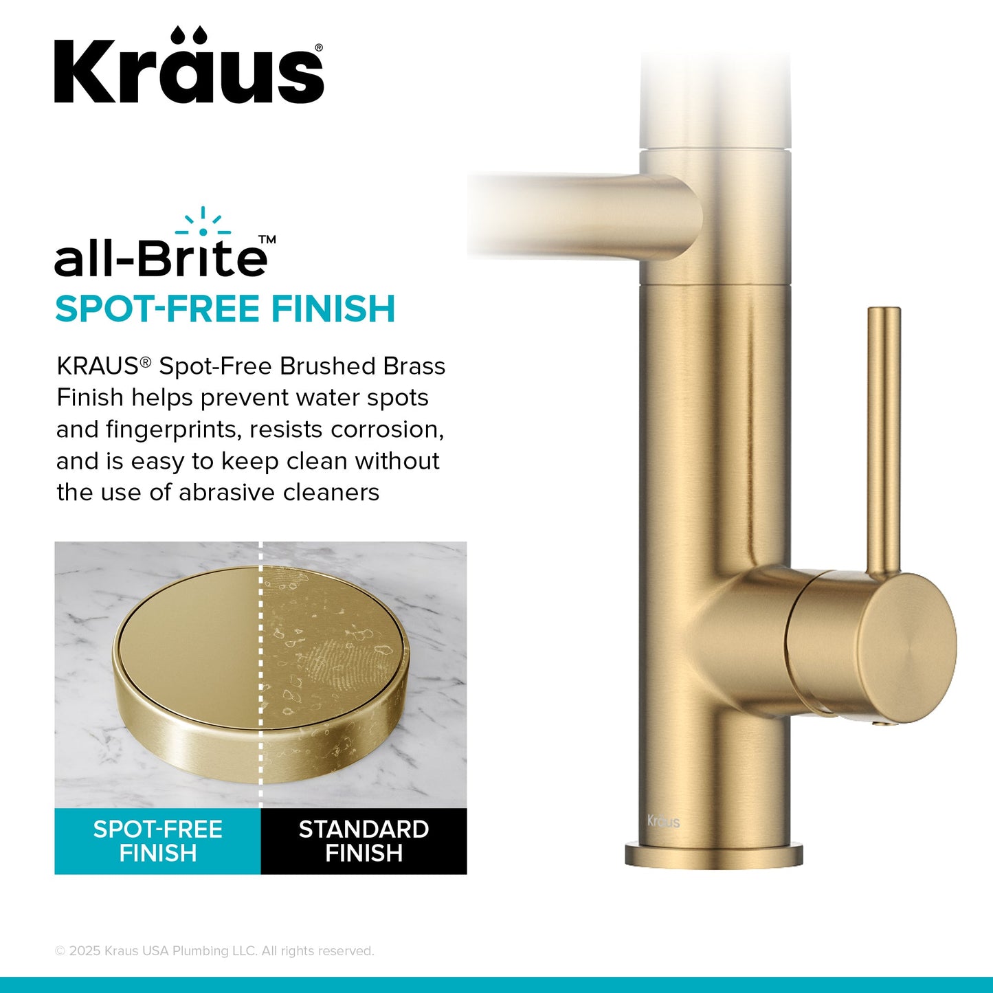 KRAUS Artec Pro 2-Function Single Handle Pull Down Kitchen Faucet in Brushed Brass - KPF-1605BB