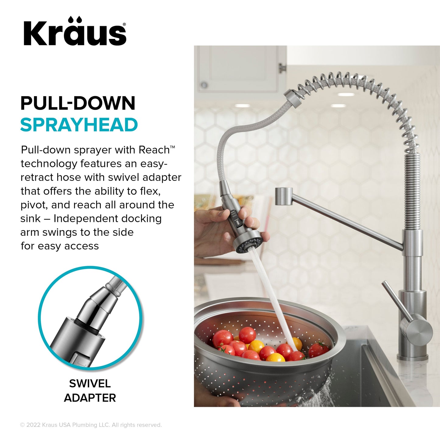 KRAUS Bolden Commercial Style Pull-Down Single Handle 18-Inch Kitchen Faucet in Brushed Brass - KPF-1610BB