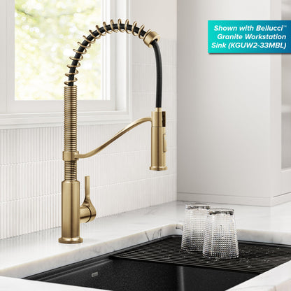 KRAUS Torak Single Handle Pull Down Kitchen Faucet in Brushed Brass - KPF-2635SFBB