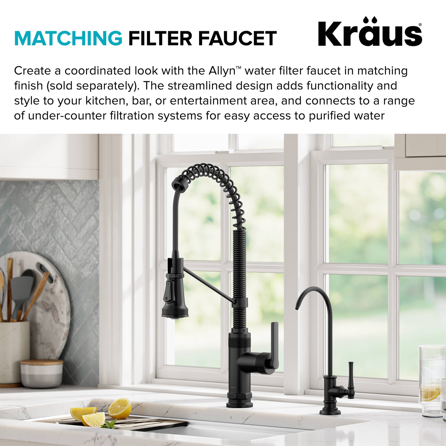 KRAUS Allyn Single Handle Pull Down Kitchen Faucet in Matte Black - KPF-4110MB