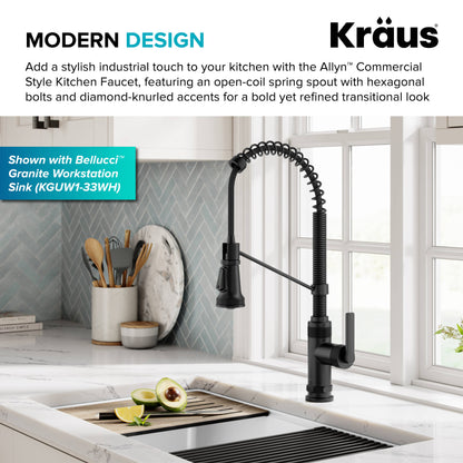 KRAUS Allyn Single Handle Pull Down Kitchen Faucet in Matte Black - KPF-4110MB