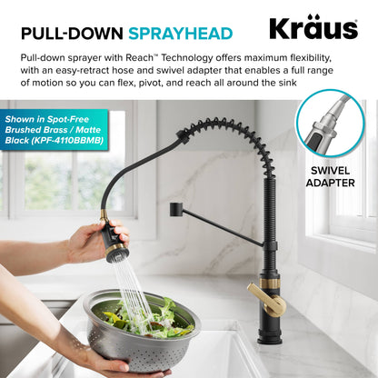 KRAUS Allyn Single Handle Pull Down Kitchen Faucet in Matte Black - KPF-4110MB