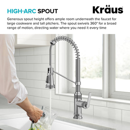 KRAUS Allyn Single Handle Pull Down Kitchen Faucet in Spot-Free Stainless Steel - KPF-4110SFS