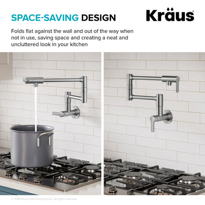 KRAUS Oletto Wall Mount Pot Filler in Antique Champagne Bronze - KPF-5001SFACB