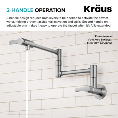 KRAUS Oletto Wall Mount Pot Filler in Matte Black - KPF-5001MB