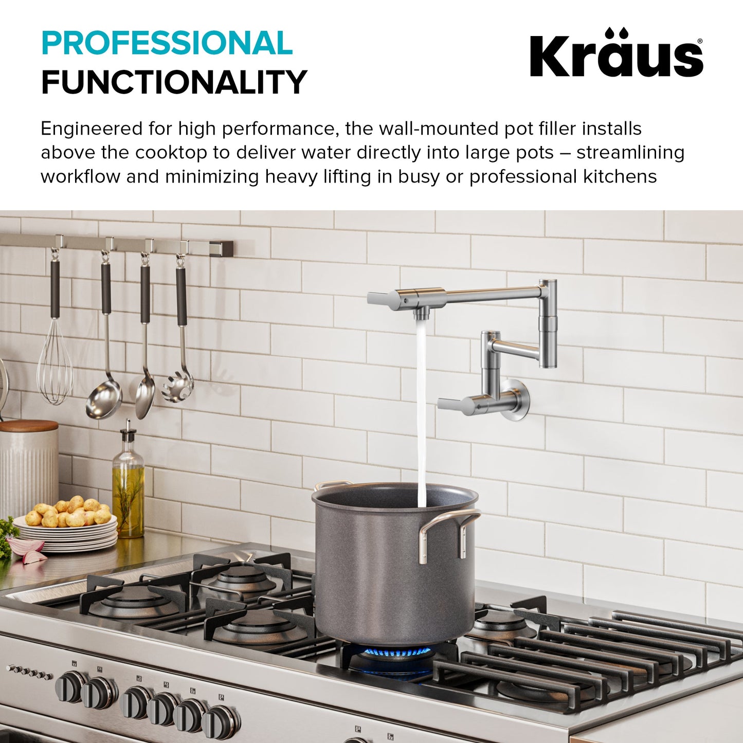 KRAUS Oletto Wall Mount Pot Filler in Antique Champagne Bronze - KPF-5001SFACB