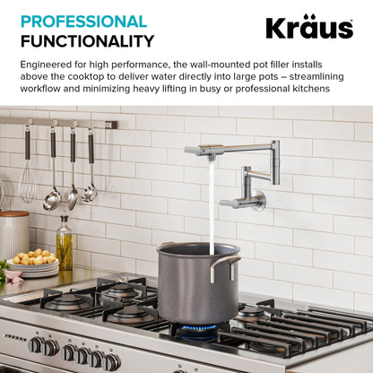 KRAUS Oletto Wall Mount Pot Filler in Antique Champagne Bronze - KPF-5001SFACB