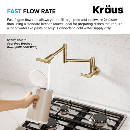 KRAUS Oletto Wall Mount Pot Filler in Antique Champagne Bronze - KPF-5001SFACB