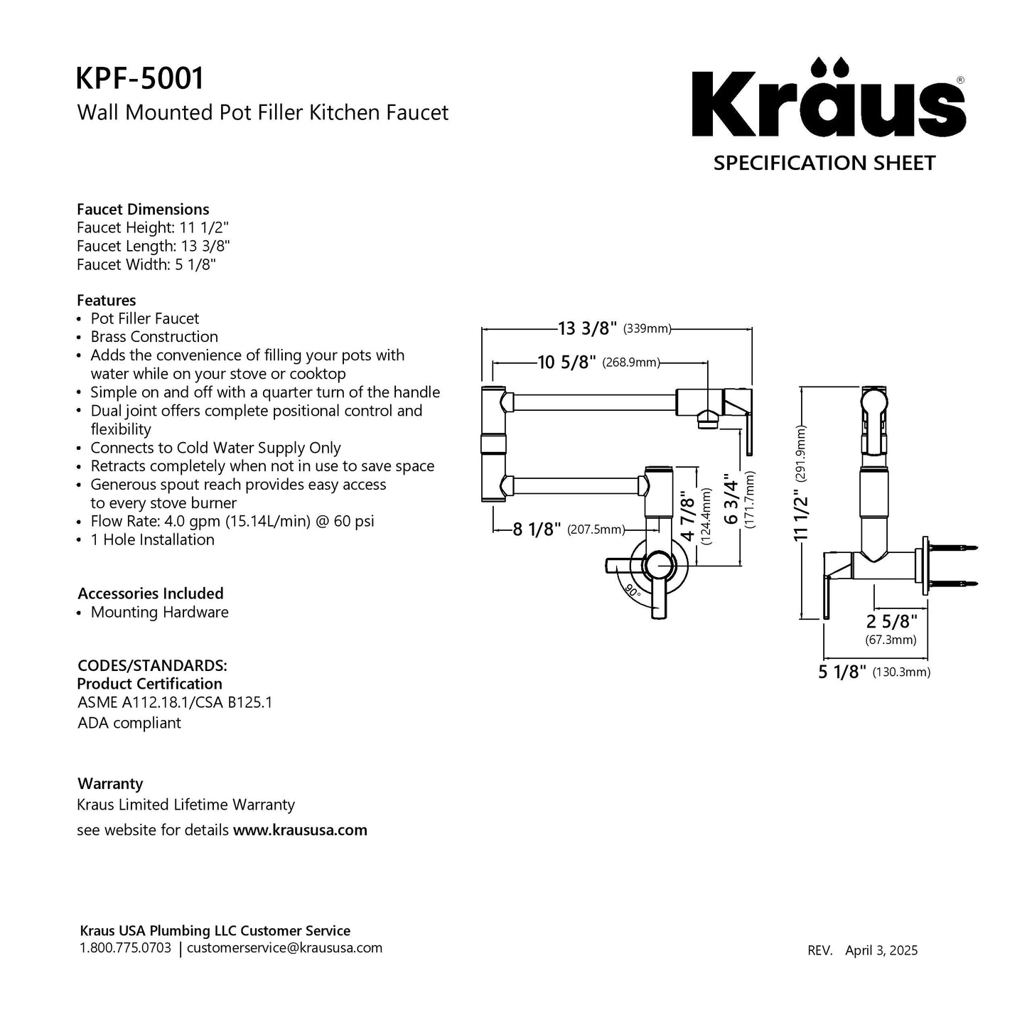 KRAUS Oletto Wall Mount Pot Filler in Antique Champagne Bronze - KPF-5001SFACB