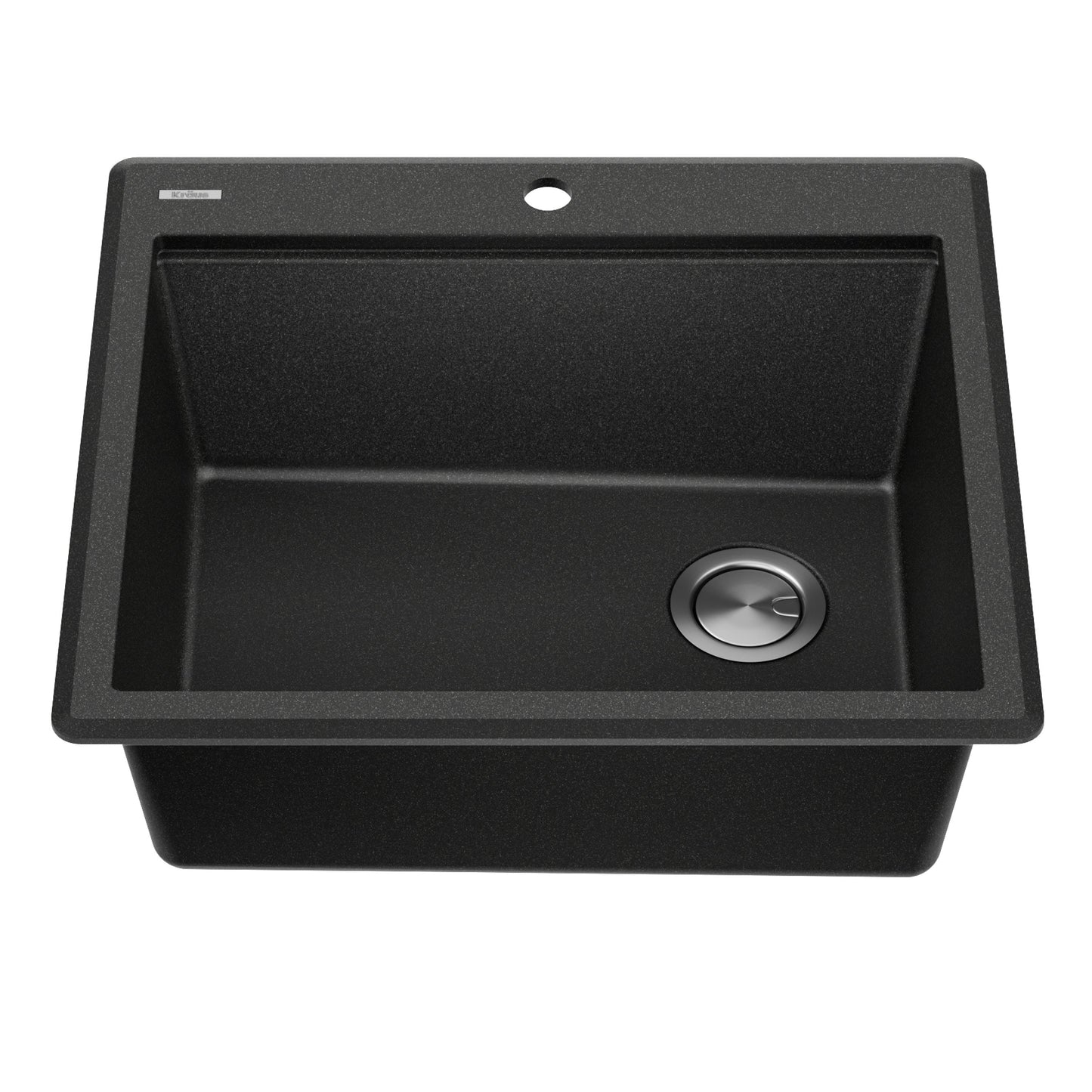 KRAUS 25” Drop-In Granite Composite Workstation Kitchen Sink in Metallic Black - KGTW12-25MBL