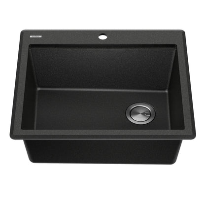 KRAUS 25” Drop-In Granite Composite Workstation Kitchen Sink in Metallic Black - KGTW12-25MBL