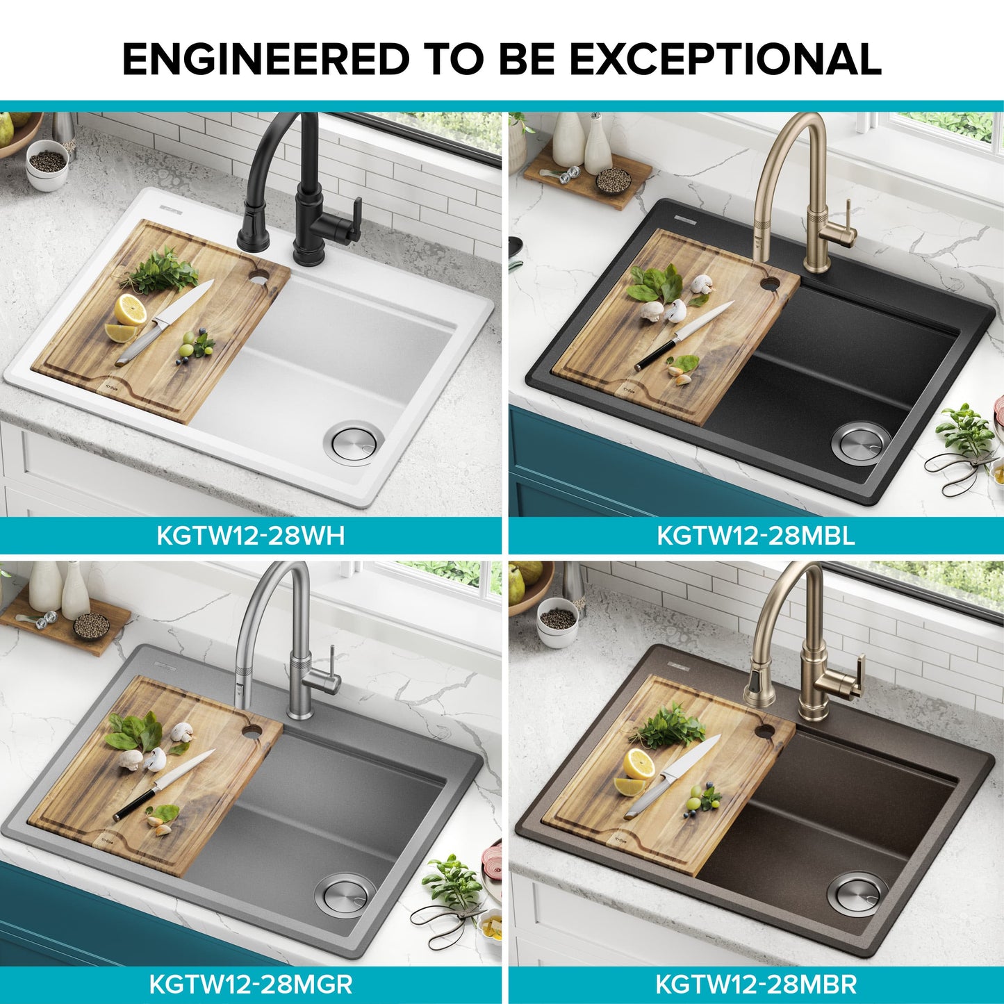 KRAUS 28” Drop-In Granite Composite Workstation Kitchen Sink in Metallic Brown - KGTW12-28MBR