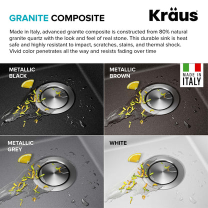 KRAUS 28” Drop-In Granite Composite Workstation Kitchen Sink in White - KGTW12-28WH