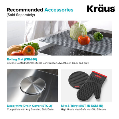 KRAUS 30" Stainless Steel Kitchen Sink and Kitchen Faucet - KHU100-30-1610-53CH