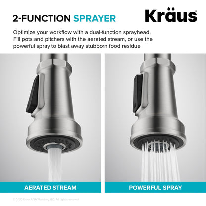 KRAUS Allyn Black Stainless Nut & Bolt Diamond Cut Kitchen Faucet - KPF-4102SFSB