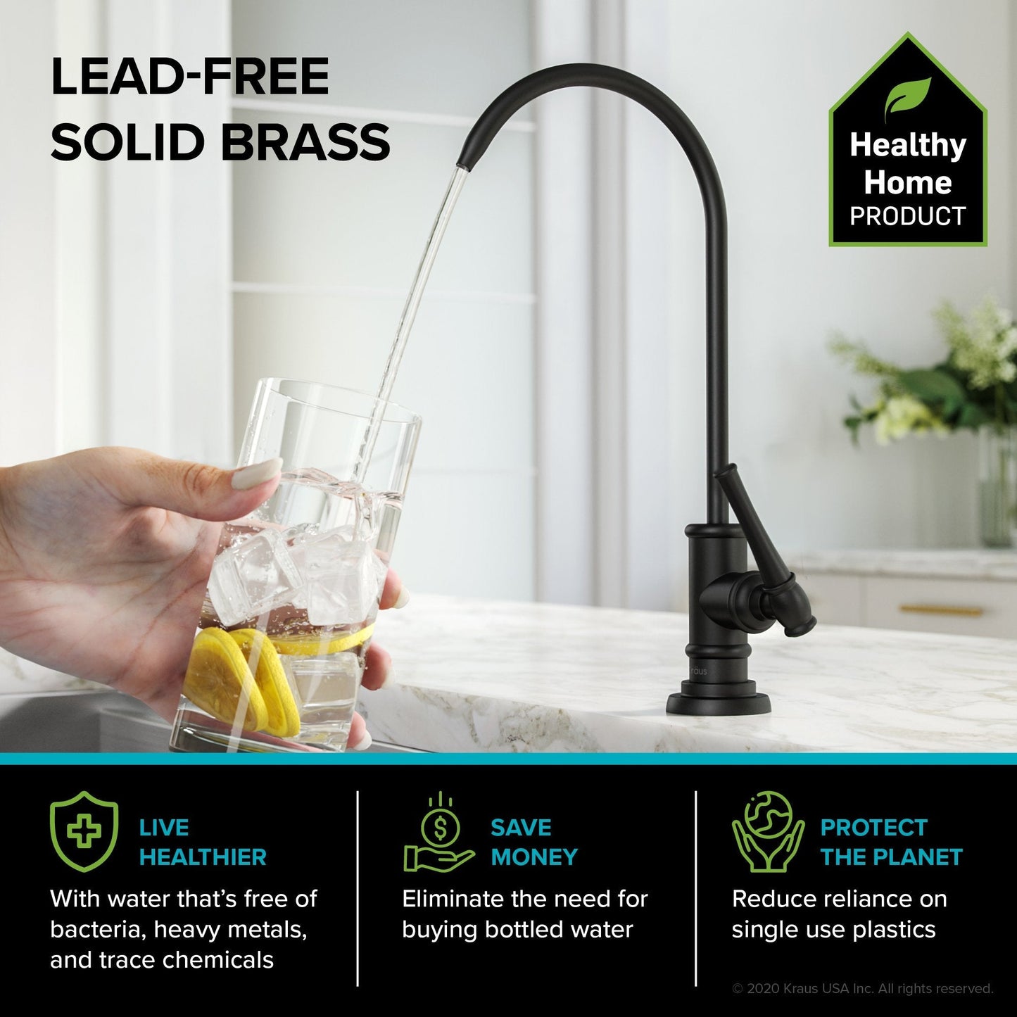 KRAUS Allyn Transitional Bridge Kitchen Faucet & Water Filter Faucet in Matte Black