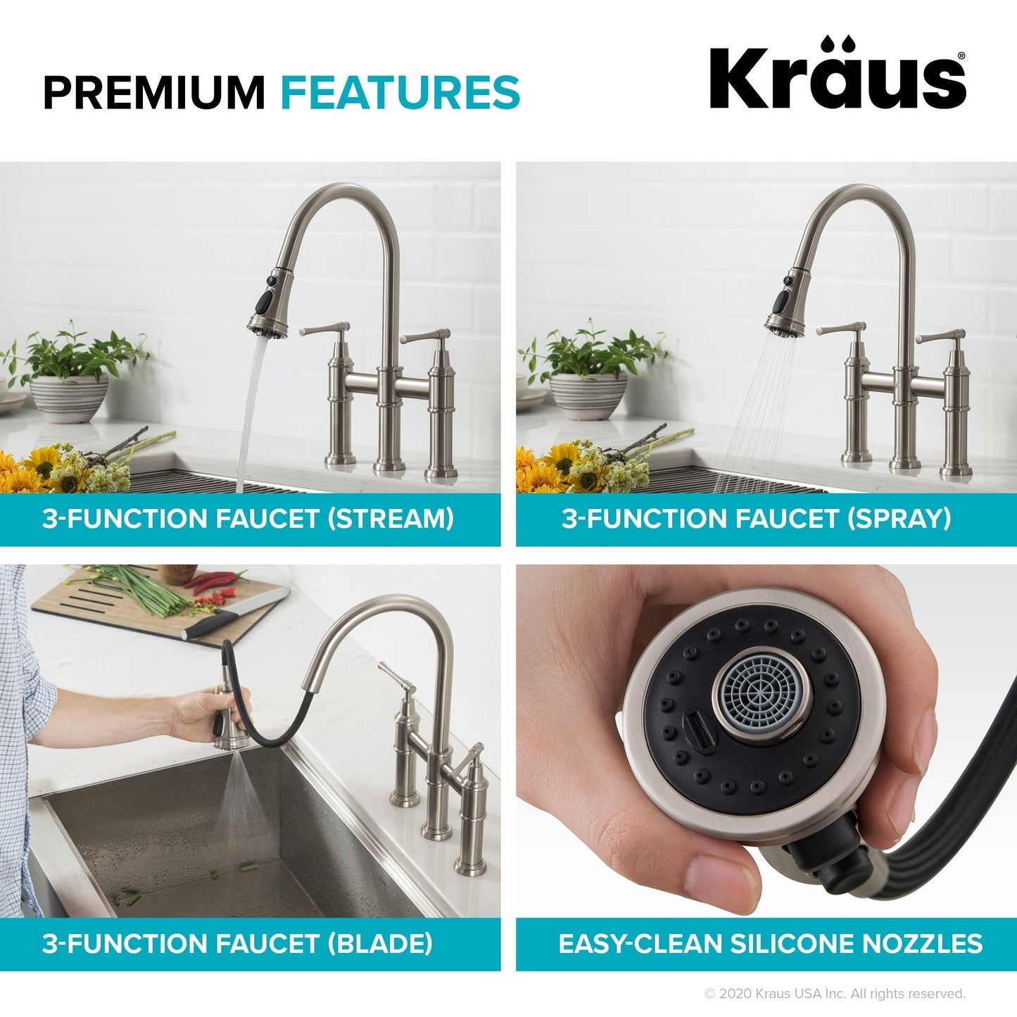 KRAUS Allyn Transitional Bridge Kitchen Faucet & Water Filter Faucet in Matte Black