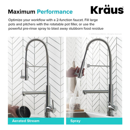 KRAUS Artec Pro 2-Function Commercial Style Pre-Rinse Kitchen Faucet in Brushed Gold - KPF-1603BG