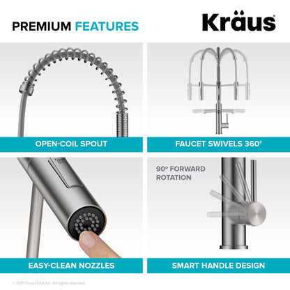KRAUS Artec Pro Commercial Style  Single Handle Kitchen Faucet with Pot Filler in Spot Free Antique Champagne Bronze / Matte Black - KPF-1604SFACBMB