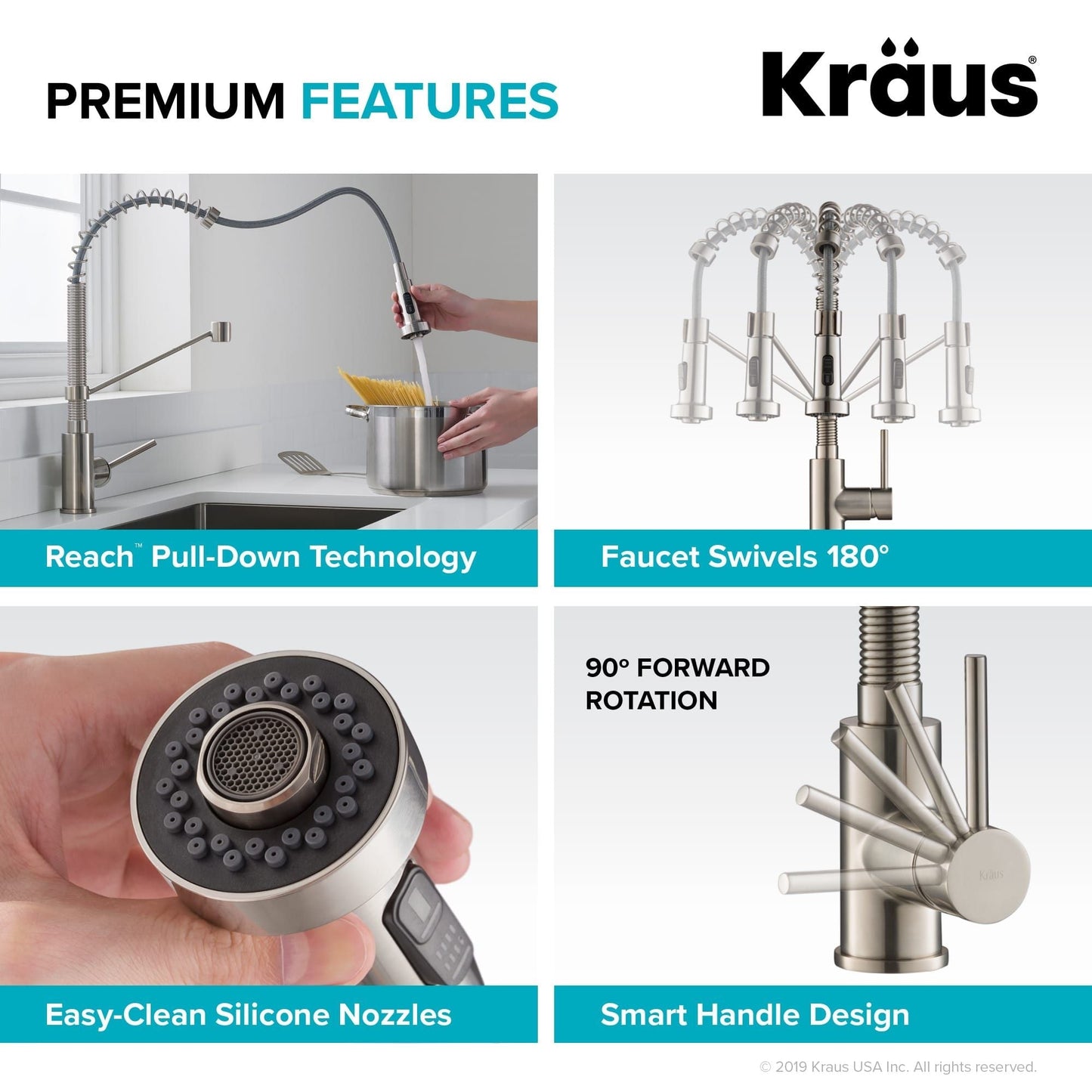KRAUS Bolden 18-Inch Commercial Kitchen Faucet with Pull-Down Sprayhead in Matte Black Black Stainless - KPF-1610MBSB