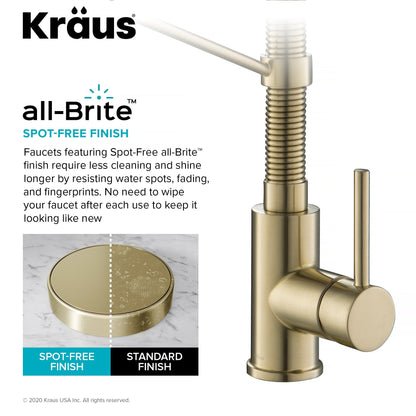 KRAUS Bolden 18-Inch Commercial Kitchen Faucet with Pull-Down Sprayhead in Spot Free Antique Champagne Bronze - KPF-1610SFACB
