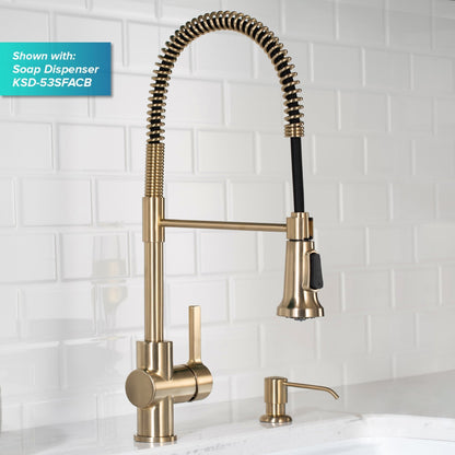 KRAUS Britt Commercial Style Kitchen Faucet and Purita Water Filter Faucet Combo in Spot Free Antique Champagne Bronze - KPF-1690-FF-100SFACB