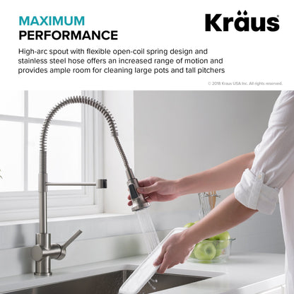 KRAUS Britt Commercial Style Kitchen Faucet in Matte Black/Brushed Gold - KPF-1690BGMB