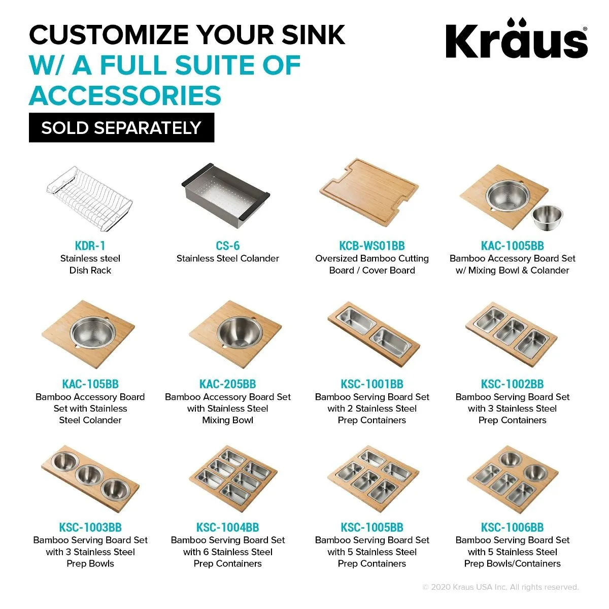 KRAUS Kore 21" Undermount Workstation 16 Gauge Stainless Steel Single Bowl Kitchen Sink with Accessories