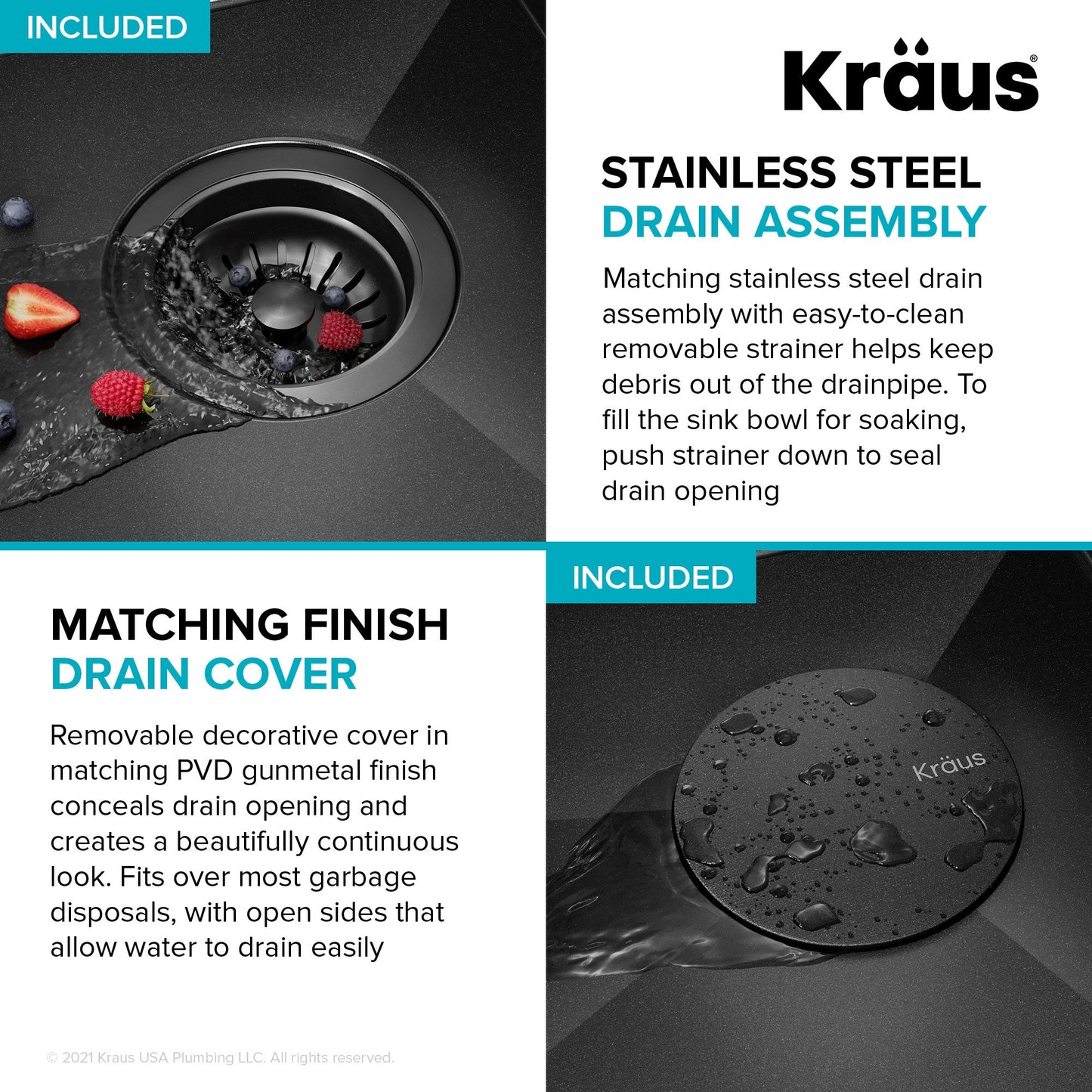 KRAUS Kore Workstation 27" Undermount 16 Gauge Single Bowl Kitchen Sink in PVD Gunmetal - KWU110-27-PGM