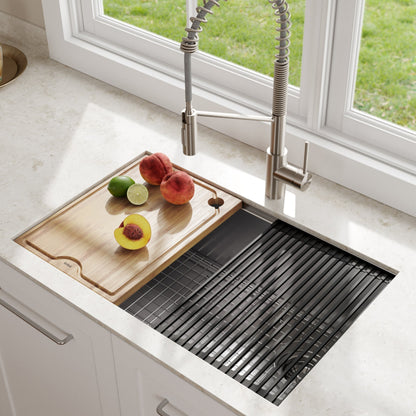 KRAUS Kore Workstation 30" Undermount 16 Gauge Single Bowl Stainless Steel Kitchen Sink with Accessories - KWU110-30