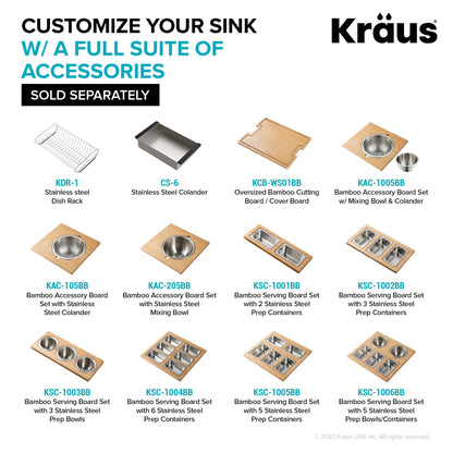 KRAUS Kore Workstation 33" Drop-In 16 Gauge Single Bowl Kitchen Sink in PVD Gunmetal