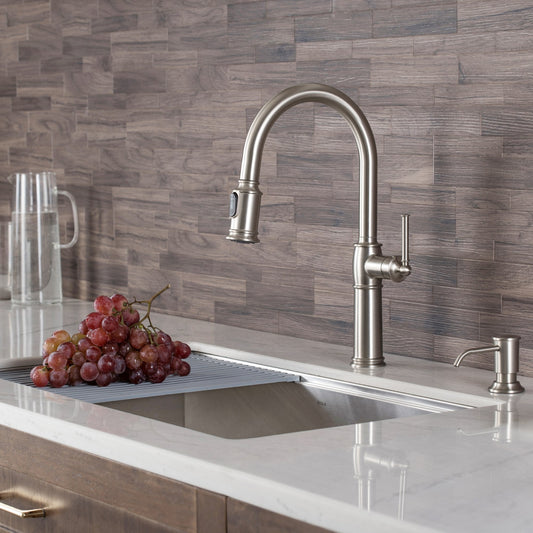 KRAUS Sellette Traditional Single Handle Pull-Down Kitchen Faucet in Spot Free Stainless Steel