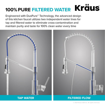 KRAUS Single Handle Kitchen Faucet with Integrated Dispenser for Water Filtration in Spot Free Stainless Steel - KFF-1610SFS