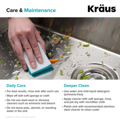 KRAUS 28" Undermount 16 Gauge Single Bowl Stainless Steel Small Radius Kitchen Sink - KHU100-28