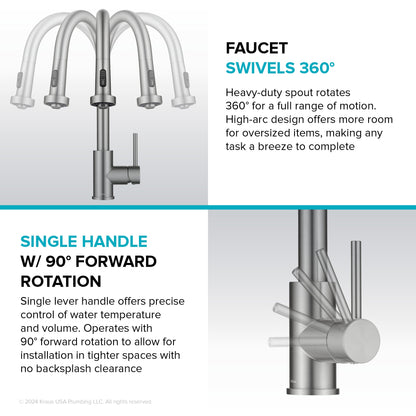KRAUS Sensor Touchless Single Handle Pull Down Kitchen Faucet in Matte Black