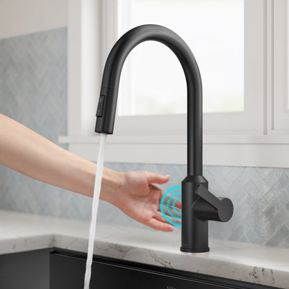 KRAUS Oletto Touchless Pull-Down Kitchen Faucet in Matte Black - KSF-2830MB
