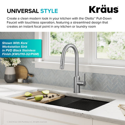 KRAUS Oletto Touchless Pull-Down Kitchen Faucet in Spot-Free Stainless Steel - KSF-2830SFS