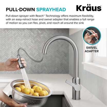 KRAUS Oletto Touchless Pull-Down Kitchen Faucet in Spot-Free Stainless Steel - KSF-2830SFS