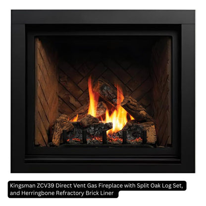 Kingsman ZCV39 39" Zero Clearance Clean View Direct Vent Gas Fireplace | Tempered Glass