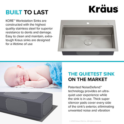 Kraus 32" Drop in Workstation Kitchen Sink - KWT300-32