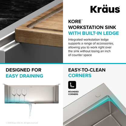 Kraus 32" Drop in Workstation Kitchen Sink - KWT300-32