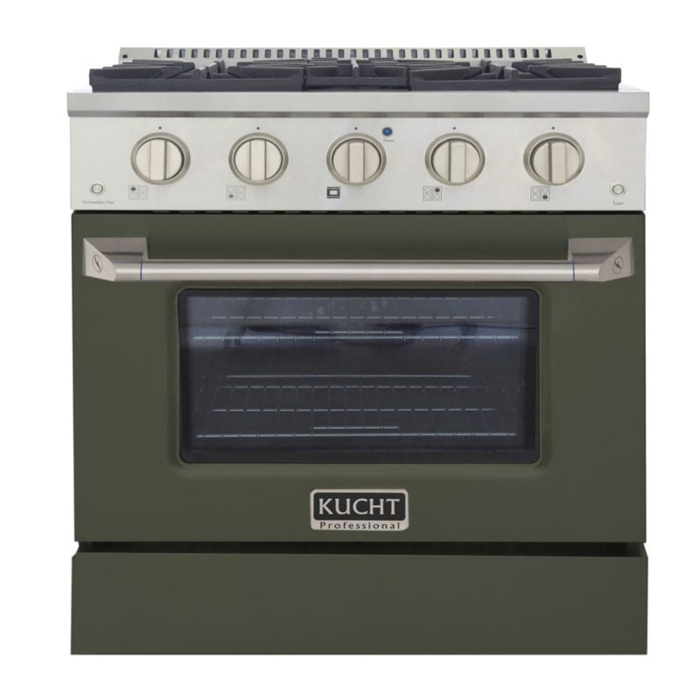 GREE 30 Inch Pro-Style KDF Series Liquid Propane Gas Stainless Steel Dual Fuel Range with Olive Green Oven Door - KDF302/LP-OG