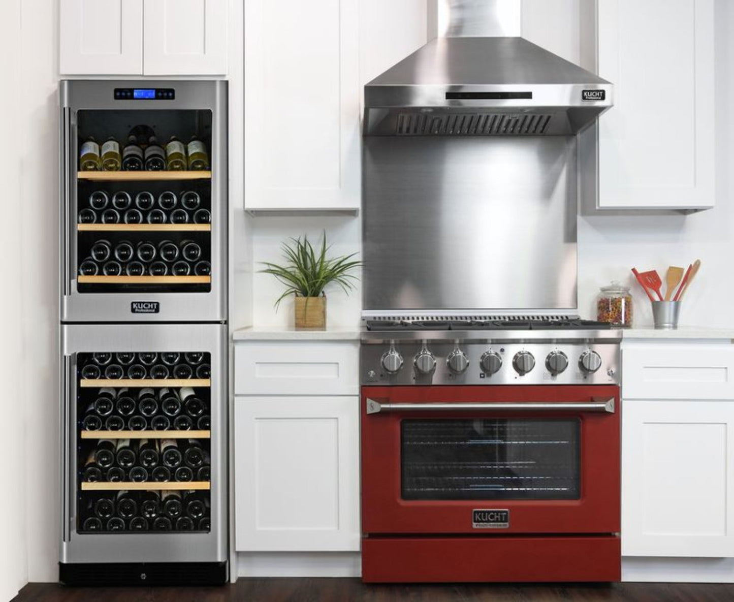 Kucht 36 Inch Pro-Class KDF Series Liquid Propane Gas Stainless Steel Dual Fuel Range with Red Oven Door