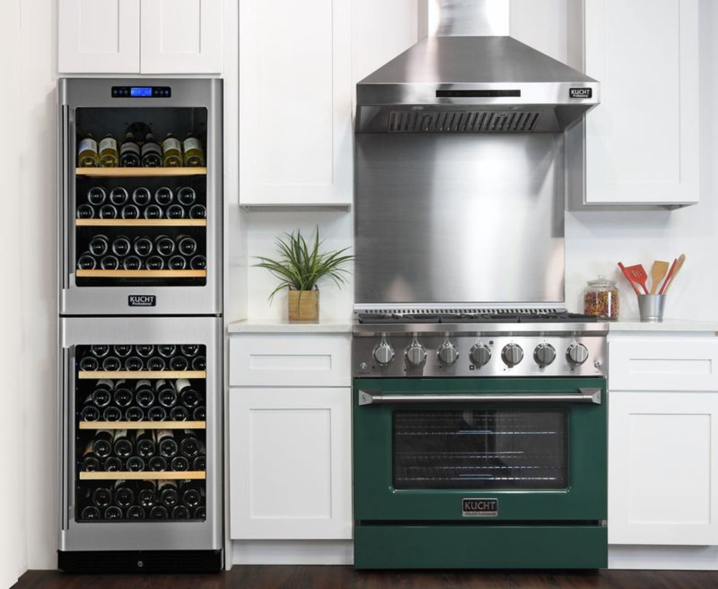 GREE  Kucht 36 Inch Pro-Class KDF Series Natural Gas Stainless Steel Dual Fuel Range with Green Oven Door - KDF362-G