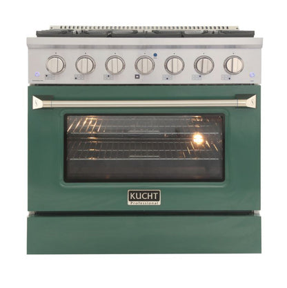 GREE Kucht 48 Inch Professional KFX-X Series Liquid Propane Gas Stainless Steel Range with Green Oven Door - KFX4800X/LP-G